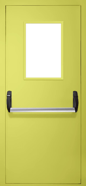 Однопольная противопожарная дверь «Антипаника» со стеклом EI 60 (RAL 1016)