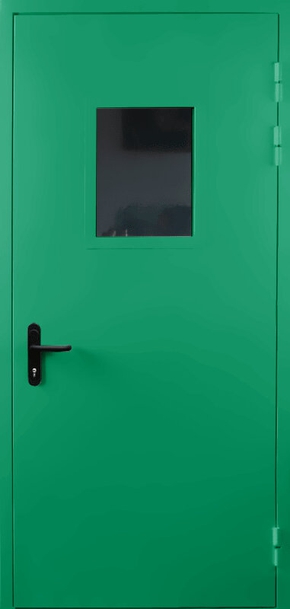 Однопольная противопожарная дверь со стеклом EI 60 (RAL 6024)