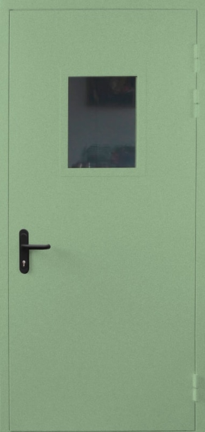 Однопольная противопожарная дверь со стеклом EI 60 с порошковым напылением (RAL 6021)