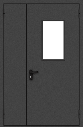 Полуторапольная противопожарная дверь со стеклом (порошок / черная)