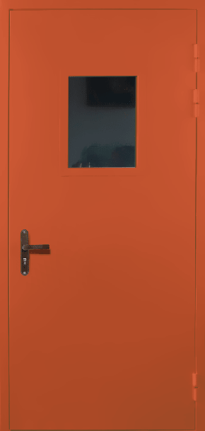 Одностворчатая техническая дверь со стеклом (RAL 2000)