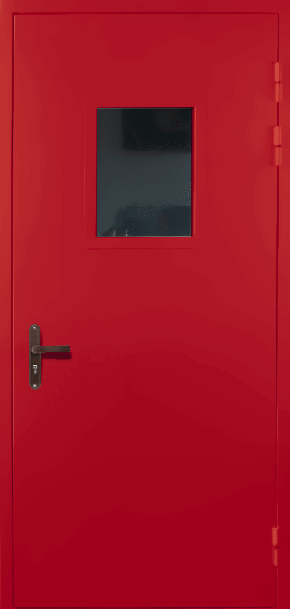 Одностворчатая техническая дверь со стеклом (RAL 3020)