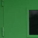 Однопольная противопожарная дверь со стеклом (зеленая)