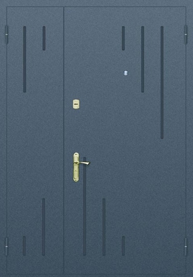 Глухая полуторапольная дверь с рисунком на металле № 11