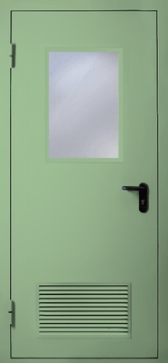 Однопольная дверь с вентиляцией и стеклом EI 60 (RAL 6019)