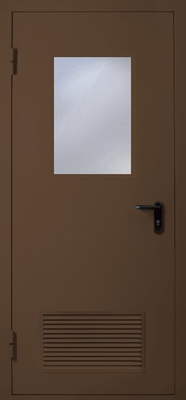 Однопольная дверь с вентиляцией и стеклом EI 60 (RAL 8028)
