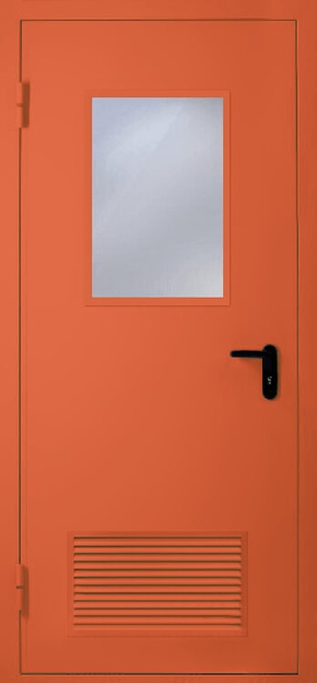 Однопольная противопожарная дверь с вентиляцией и стеклом EI 60 (RAL 3022)