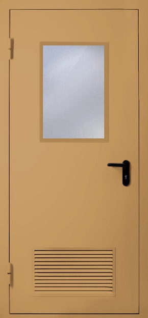 Однопольная противопожарная дверь с вентиляцией и стеклом EI 60 (RAL 1024)