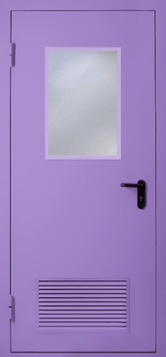 Однопольная дверь с вентиляцией и стеклом EI 60 (RAL 4001)