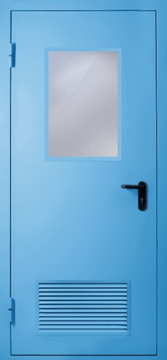 Однопольная дверь с вентиляцией и стеклом EI 60 (RAL 5012)