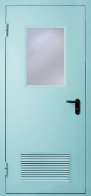 Однопольная дверь с вентиляцией и стеклом EI 60 (RAL 2027)