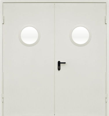 Двупольная дверь с круглым стеклом EI 30 (RAL 9016)