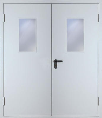Двупольная дверь со стеклом EI 30 (RAL 7035) 