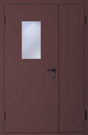 Полуторапольная противопожарная дверь со стеклом EI 30 (RAL 8017)