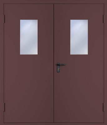 Двупольная дверь со стеклом EI 30 (RAL 8017) 
