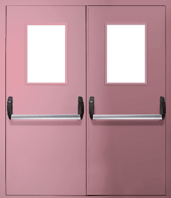 Двупольная дверь «Антипаника» со стеклом EI 60 (RAL 3015)