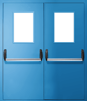 Двупольная дверь «Антипаника» со стеклом EI 30 (RAL 5012)