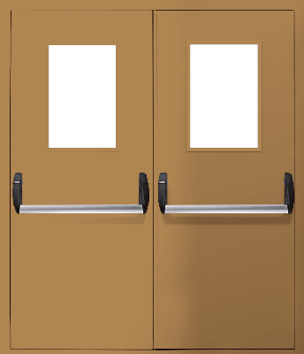 Двупольная дверь «Антипаника» со стеклом EI 60 (RAL 8000)