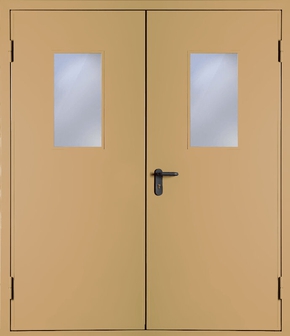 Двупольная противопожарная дверь со стеклом EI 30 (RAL 1024)