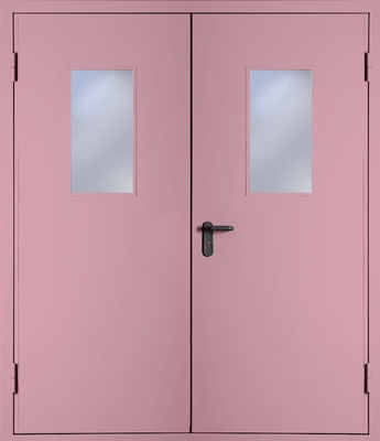 Двупольная дверь со стеклом EI 30 (RAL 3015)