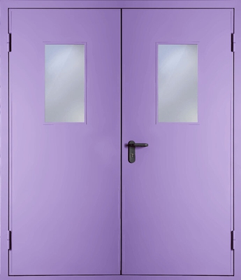 Двупольная дверь со стеклом EI 60 (RAL 4001)