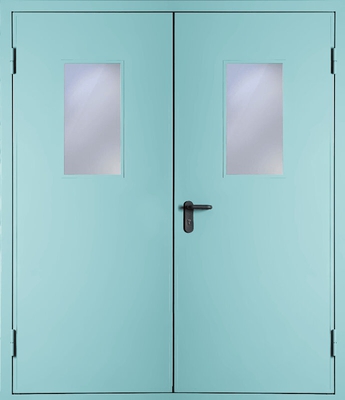 Двупольная дверь со стеклом EI 60 (RAL 2027)