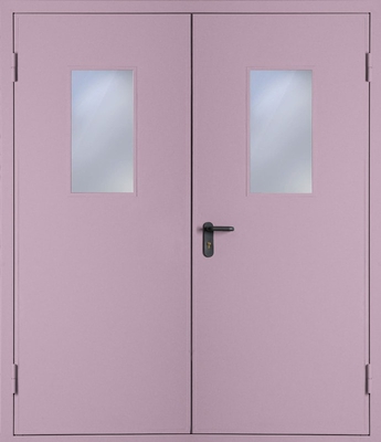 Двупольная противопожарная дверь со стеклом EI 60 (RAL 4009)
