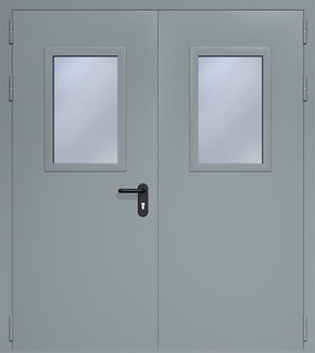 Двупольная противопожарная дверь со стеклом EI 90 06