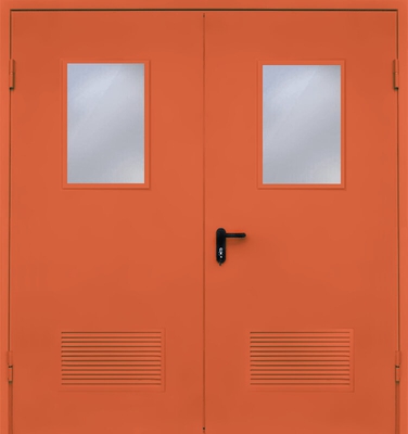Двупольная дверь с вентиляцией и стеклом EI 60 (RAL 3022)