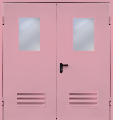Двупольная дверь с вентиляцией и стеклом EI 60 (RAL 3015)