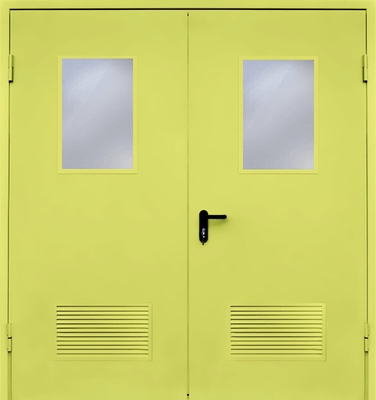 Двупольная дверь с вентиляцией и стеклом EI 60 (RAL 1016)