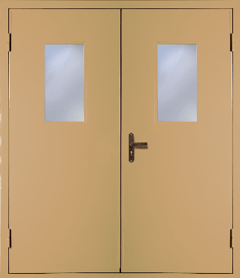 Двустворчатая техническая дверь со стеклом (RAL 8000)