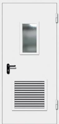 Однопольная дверь с вентиляцией и стеклом EI 60 (белая)
