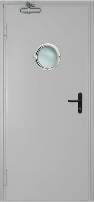Однопольная дверь с круглым стеклом EI 30  (RAL 7035)