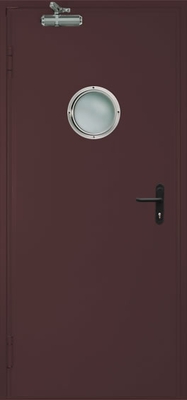 Однопольная дверь с круглым стеклом EI 30 (RAL 8017)