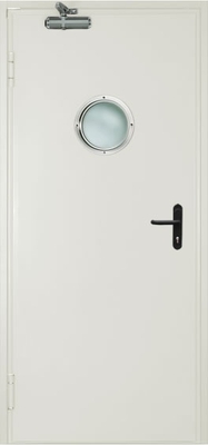 Однопольная дверь c круглым стеклом (RAL 9016) 