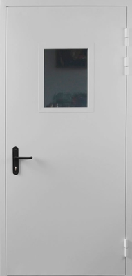 Однопольная противопожарная дверь со стеклом EI 60 (RAL 7035) 