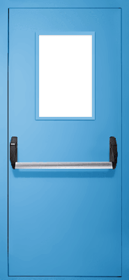 Однопольная дверь «Антипаника» со стеклом EI 30 (RAL 5012)