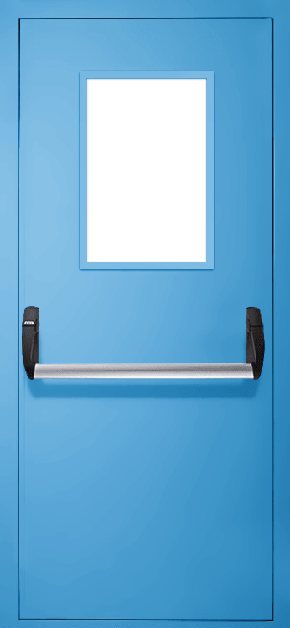 Однопольная противопожарная дверь «Антипаника» со стеклом EI 30 (RAL 5012)