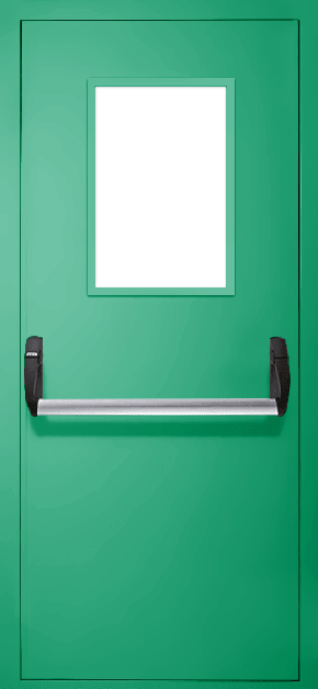 Однопольная противопожарная дверь «Антипаника» со стеклом EI 60 (RAL 6024)