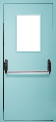 Однопольная дверь «Антипаника» со стеклом EI 60 (RAL 6027)