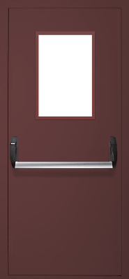 Однопольная дверь «Антипаника» со стеклом (RAL 8017) 