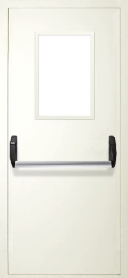 Однопольная дверь «Антипаника» со стеклом (RAL 9016)