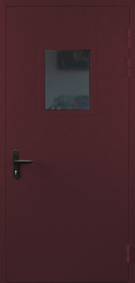 Однопольная противопожарная дверь со стеклом EI 60 (RAL 3005)