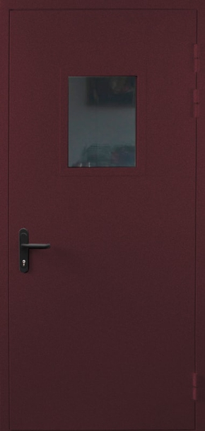 Однопольная противопожарная дверь со стеклом EI 60 с порошковым напылением (RAL 3005)