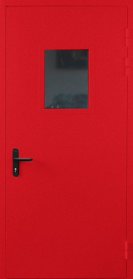Однопольная противопожарная дверь со стеклом EI 60 (RAL 3028)