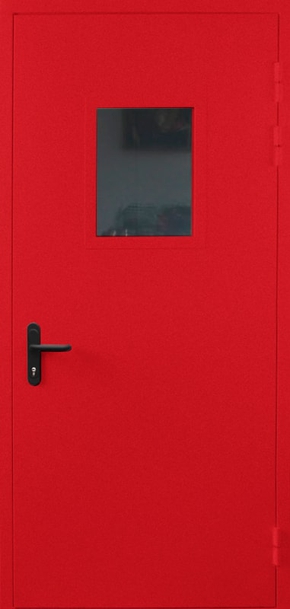 Однопольная противопожарная дверь со стеклом EI 30 с порошковым напылением (RAL 3028)