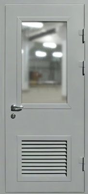 Однопольная дверь с вентиляцией и стеклом EIW 60 (серая)