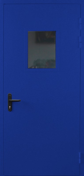 Однопольная противопожарная дверь со стеклом EI 60 с порошковым напылением (RAL 5002)