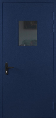 Однопольная противопожарная дверь со стеклом EI 60 (RAL 5013)
